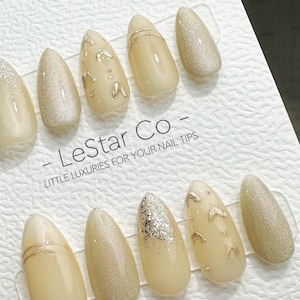 Reusable Glittering Dune Drifts| Premium Press on Nails Gel | Fake Nails | Cute Fun Colorful Gel Nail Artist ML841