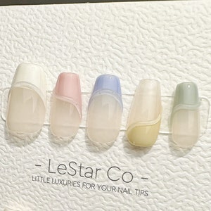 Handmade Press On French Tip Soft Tints Gel Acrylic Nails 4for3 Timed Offer
