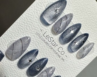 Reusable Any Time Now | Premium Press on Nails Gel Hand Painted Pressons Customizable Gel Nail Artist faux nails TMR500