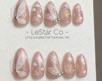 Timed Offer 4 For 3) Handmade Press On Fairy Gel Acrylic Nails