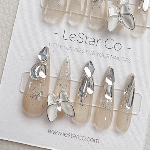 Reusable Butterfly Gem|Premium Handmade Press on Nails Gel | Fake Nails | Cute Pressons Nail Artist faux nails