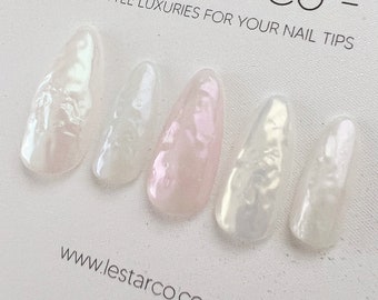 Handmade Press On Pearl Gel Acrylic Nails 4for3 Timed Offer