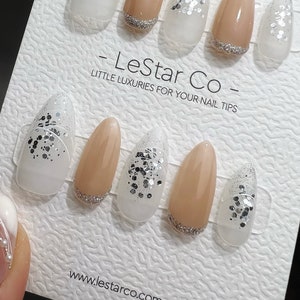 Reutilizable Esperando lo mejor / Premium Press on Nails Gel Pintado a mano Pressons Gel personalizable Nail Artist uñas falsas TMR341