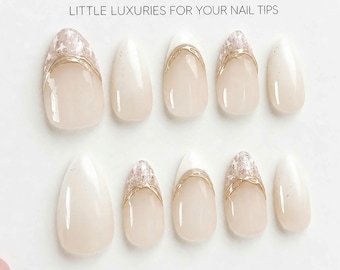 Timed Offer 4 For 3) Handmade Press On Woolen Chic Gel Acrylic Nails ML298