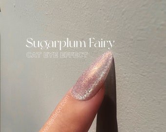 Sugarplum Fairy |Cat Eye Gel Polish | Sheer Pink w/Silver Red Shimmer | Long Lasting Brush on UV Gels Nail DIY  Manicure Nail Art Supply