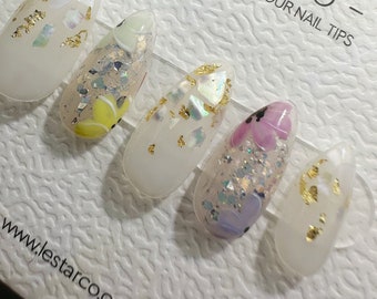 Reusable Spring Garden| Premium Press on Nails Gel | Fake Nails | Cute Fun Colorful Gel Nail Artist faux nails BB328