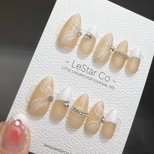 Reutilizable Mírame / Premium Press on Nails Gel Pintado a mano Pressons Gel personalizable Nail Artist uñas falsas ML342