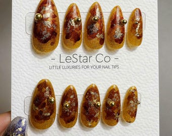 Timed Offer 4 For 3) Handmade Press On Warm Heart Cat-Eye Effect Gel Nails
