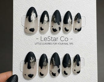Timed Offer 4 For 3) Handmade Press On Matte Black Gel Acrylic Nails