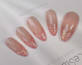 Timed Offer 4 For 3) Handmade Press On Summer Glow Gel Acrylic Nails