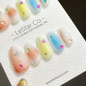 Handmade Garden Gate Press On Nails: Colorful Gel Fake Nails