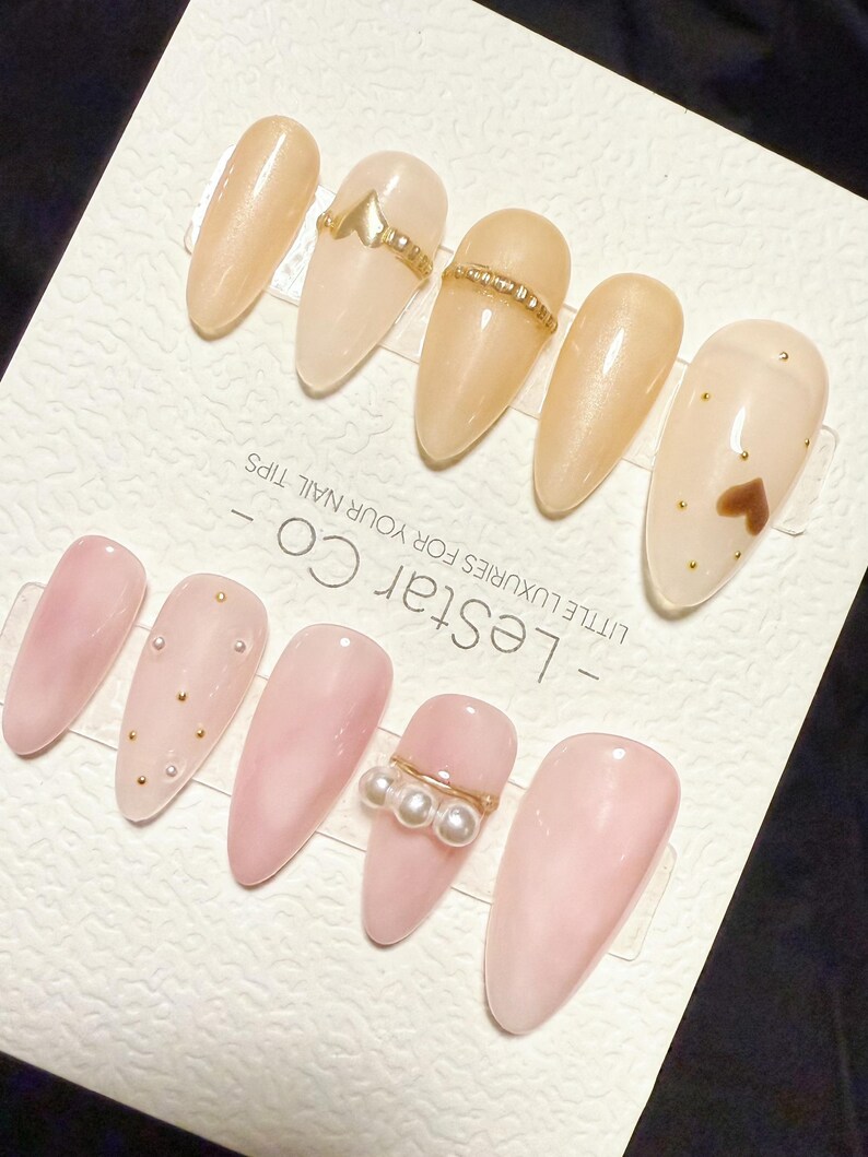 Timed Offer 4 For 3) Handmade Press On Rosy Nude Kiss Gel Acrylic Nails image 3
