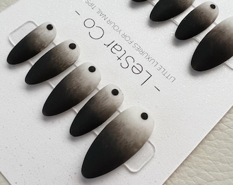 Timed Offer 4 For 3) Handmade Press On Matte Black Ombre Gel Acrylic Nails