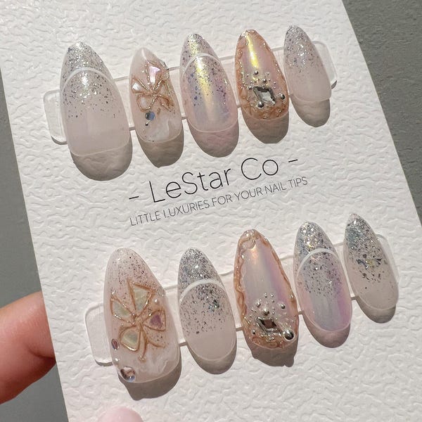Offerta a tempo limitato: 4 al prezzo di 3! Unghie acriliche in gel a forma di farfalla, fatte a mano.