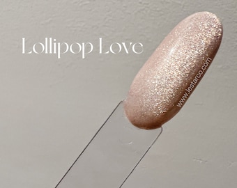 Lollipop Love Beige Pink Cat Eye UV Gel Polish with Silver Shimmer