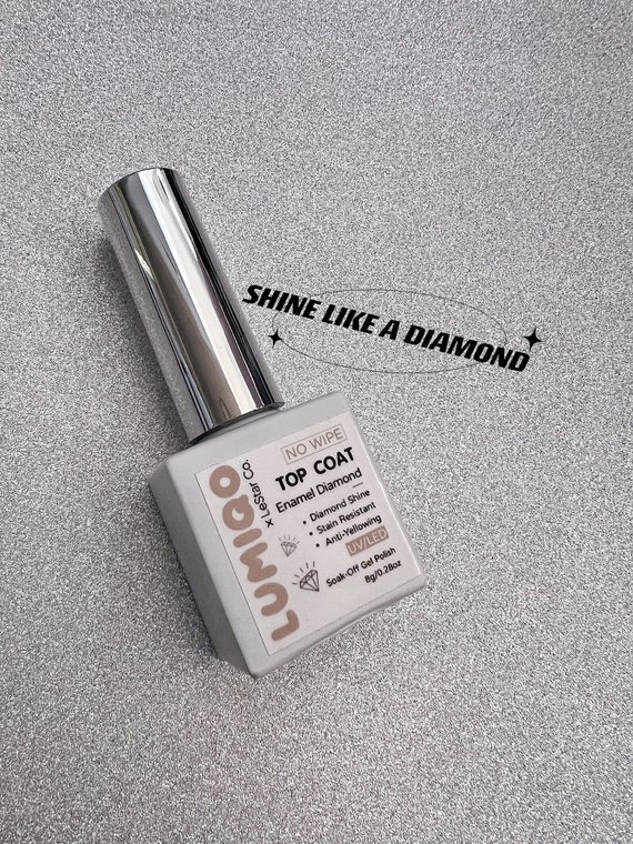 LUMIQO No-Wipe Enamel Diamond Top Coat  | Long Lasting Brush on UV Gel Polish