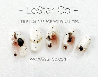 Timed Offer 4 For 3) Handmade Press On Rocky Mocha Gel Acrylic Nails
