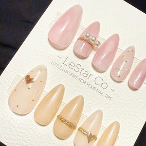 Timed Offer 4 For 3) Handmade Press On Rosy Nude Kiss Gel Acrylic Nails image 5