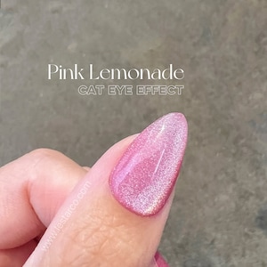 Pink Lemonade Cat Eye Gel Polish: Silver Shimmer UV Nail Art