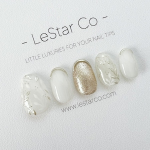 Reusable Silver Winter | Premium Press on Nails Gel Hand Painted Pressons Customizable Gel Nail Artist faux nails ML279