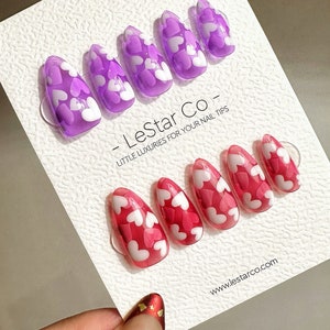 Handmade Love Splash Press On Nails: Reusable Gel Faux Nails