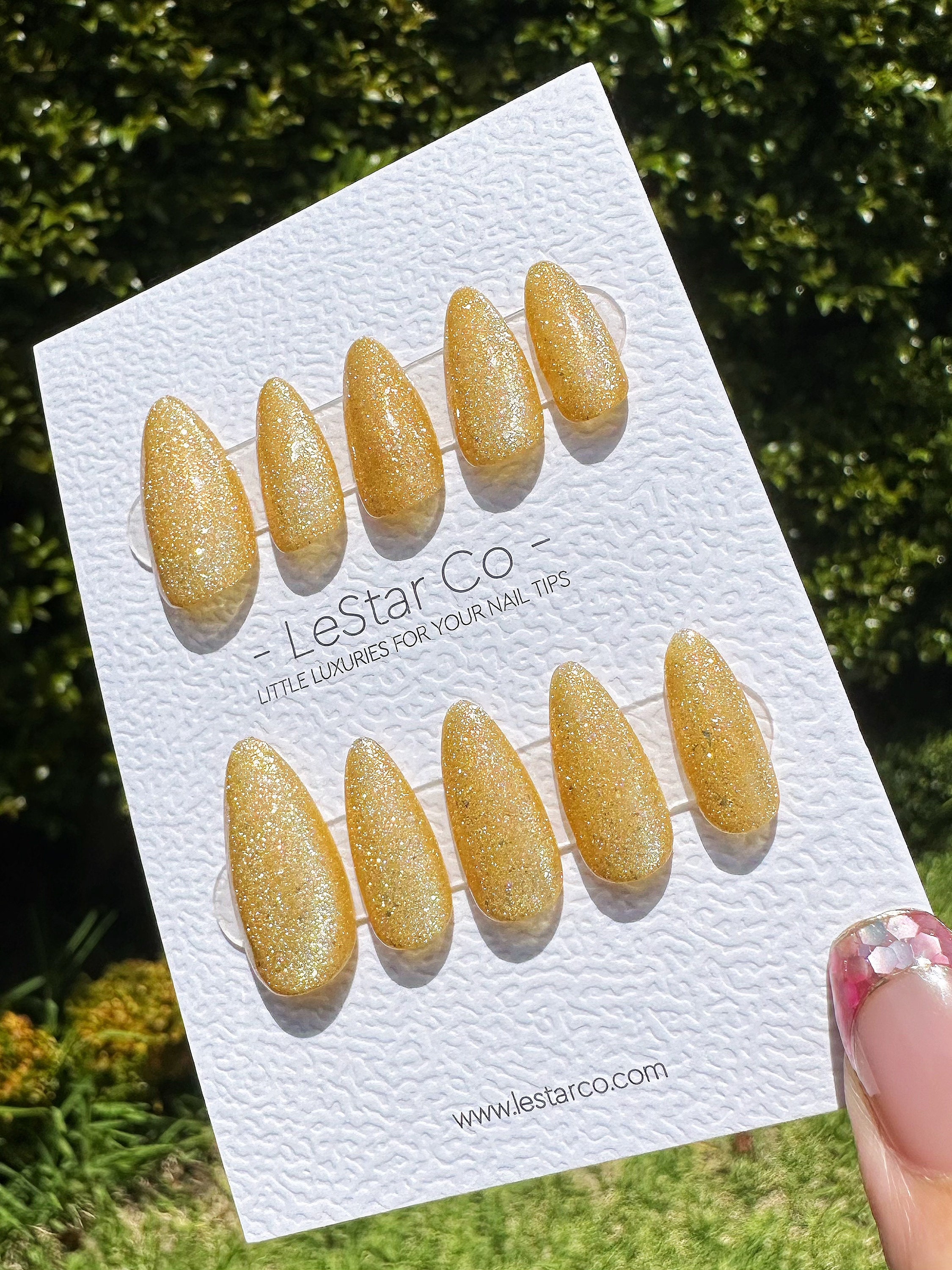 Reusable Honeycomb Orange Cat Eye Effect | Nails Premium Press on Nails Gel Manicure Handprint Pressons Handmade | Lestarco faux nails ML437