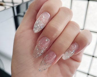 Fairy Jelly Rose Blush French Style Star White Cat eye 3d Butterfly Nails | Reusable Custom Handmade Press on Nails | Twinkle Cute nails