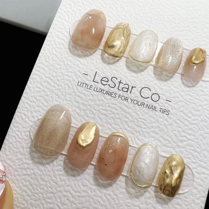 Handmade Sahara Sunset Press On Nails: Customizable Gel False Nails