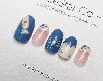 Reusable Kitty Cat Nails Premium Short Press on Nails Gel Manicure | Fake Nails | Handmade | Lestarco faux nails xwz236