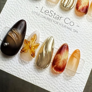 Ethereal Cat Eye Effect Press On Nails: Hand Painted Gel, Reusable