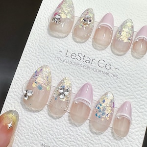 Reusable Beautiful Fool | Premium Press on Nails Gel | Fake Nails | Cute Fun Colorful Gel Nail Artist faux nails ML613