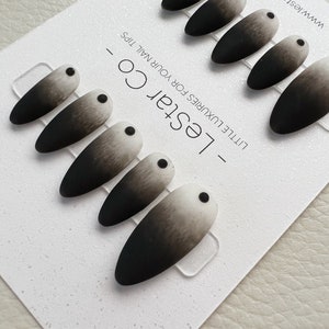 Matte Black Ombre Press On Nails: Hand Painted Reusable Gel Nails