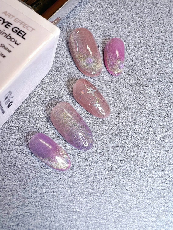 Instagram Top Look Set-May Gorgeous Aurora Cat Eye Nail Art Set Purple Nails Basic