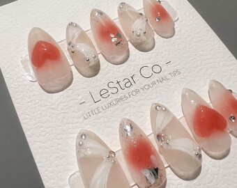 Timed Offer 4 For 3) Handmade Press On Sweet Infatuation Gel Acrylic Nails