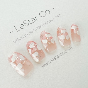 Floral Press On Nails: Reusable Hand Painted Gel Nail Tips
