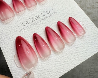 Handmade Dusty Rose Cat Eye Gel Press On Nails – Ombre Manicure Set