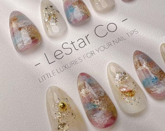 Timed Offer 4 For 3) Handmade Press On Short Almond Dream Gel Acrylic Nails