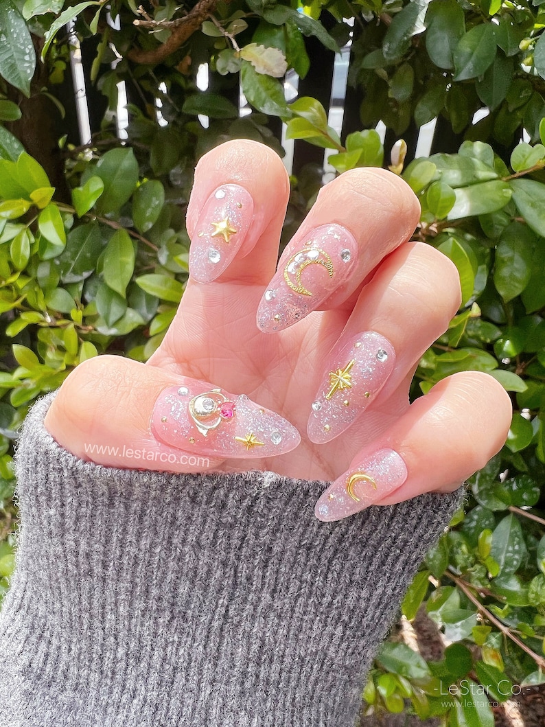 Reusable Sailor Moon Inspired | Premium Press on Nails Gel | Fake Nails | Cute Fun Colorful Colorful Gel Nail Artist faux nails 139zz 