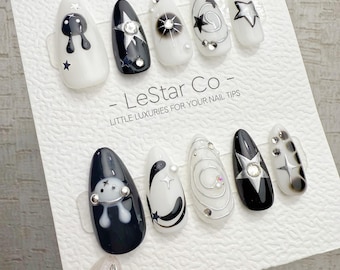 Wiederverwendbare Rock Häschen | Handgefertigte Press On Gel Acrylnägel | 4für3 Zeitangebot