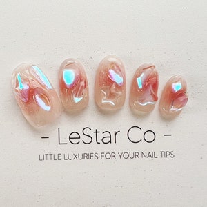 再利用可能なブラッシュオーラクリスタル｜ハンドメイドプレスオンジェルアクリルネイル｜期間限定4個で3個分のお値段