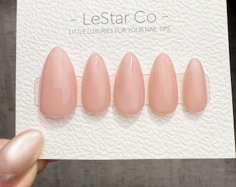 Timed Offer 4 For 3) Handmade Press On Blush Veil Gel Acrylic Nails