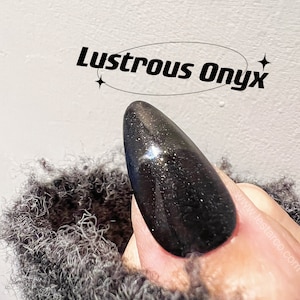 Lustrous Onyx | Sheer Black w/ Multi-Size Silver Glitter | Ultra Shine Long Lasting Brush on UV Gels Home Nail DIY Manicure Nail Art Supply