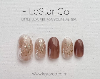 Timed Offer 4 For 3) Handmade Press On Marble Gold Foil Gel Acrylic Nails