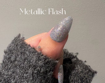 Silver Holographic Glitter Metallic FlashLong Lasting Brush on UV Gel Polish