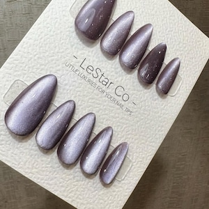 Reusable My Closest Friend Purple Cat Eye Effect | Nails Premium Press on Nails Gel Manicure Handprint Pressons Handmade| Lestarco  WM883