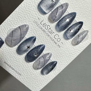 Timed Offer 4 For 3) Handmade Press On Starry Gel Acrylic Nails