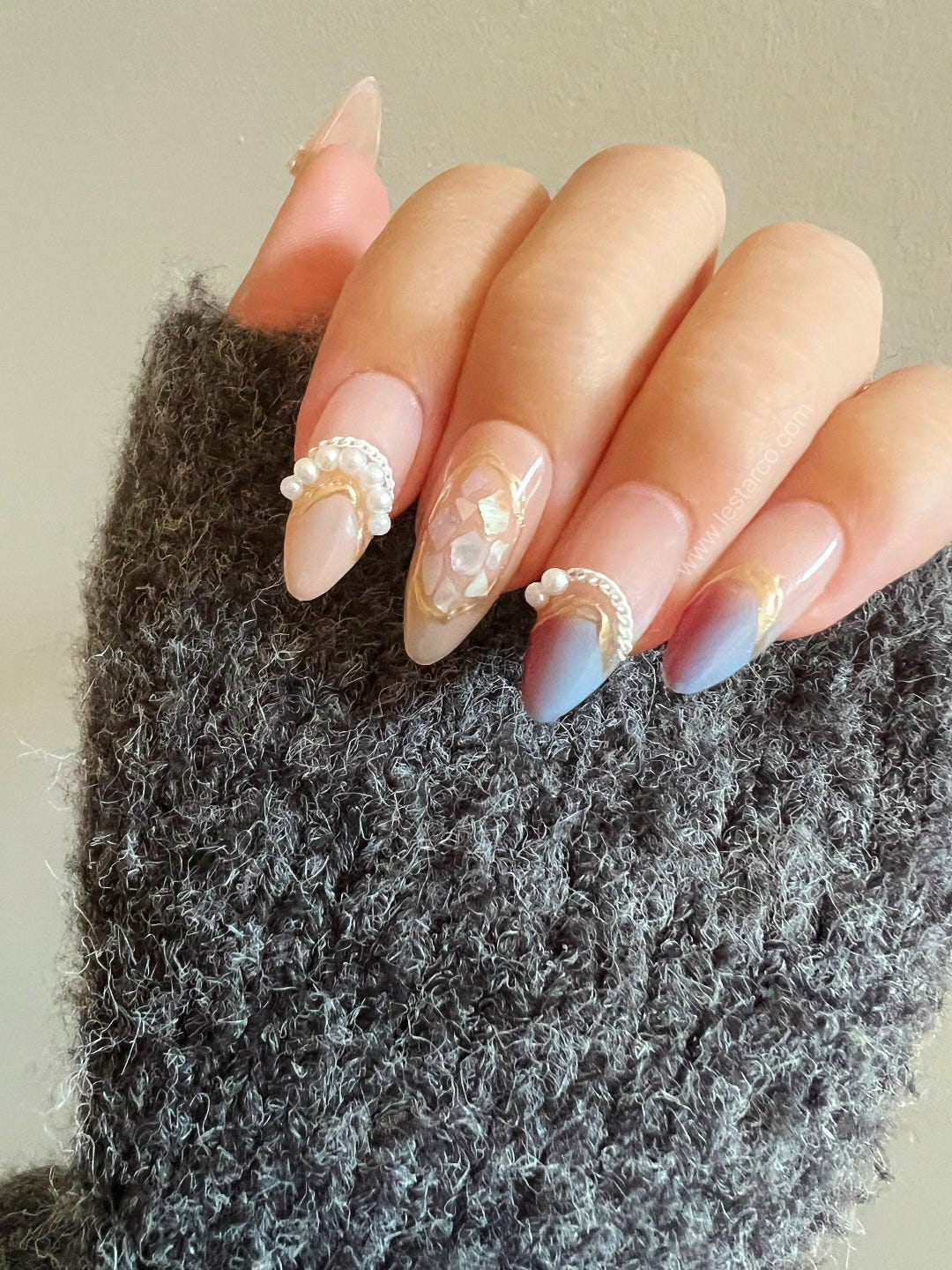 Timed Offer 4 for 3) Handmade Press on Cluster Chic Gel Acrylic Nails ...