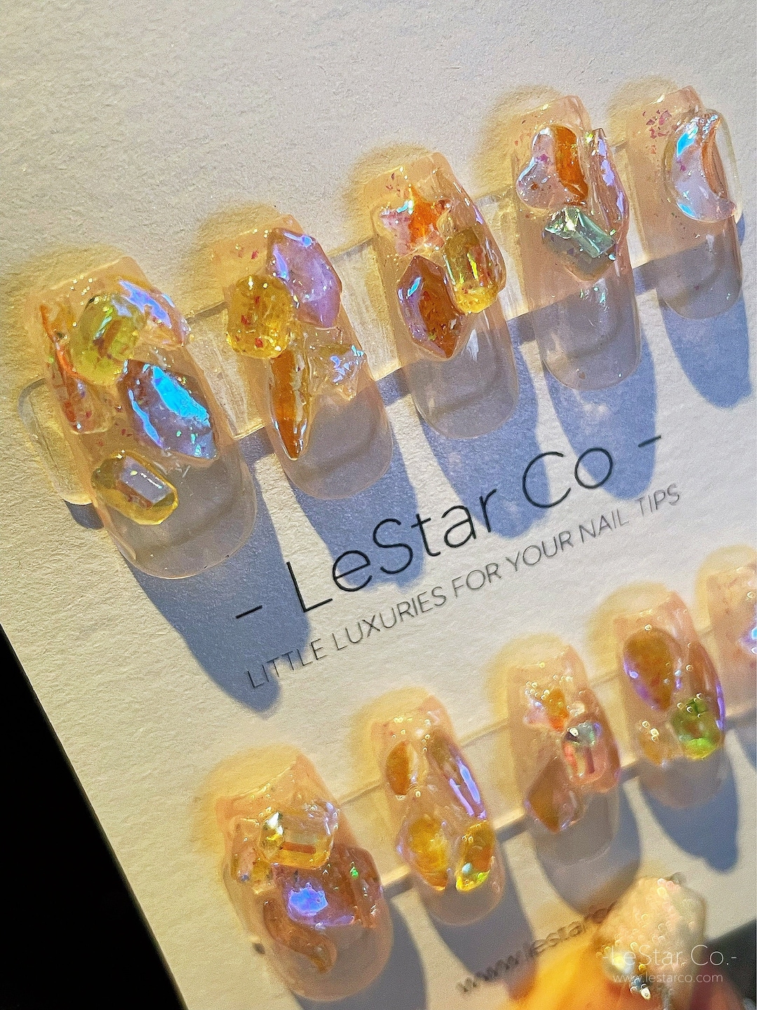 Reusable Glittering Jewels Premium Press on Nails Gel Manicure Fake