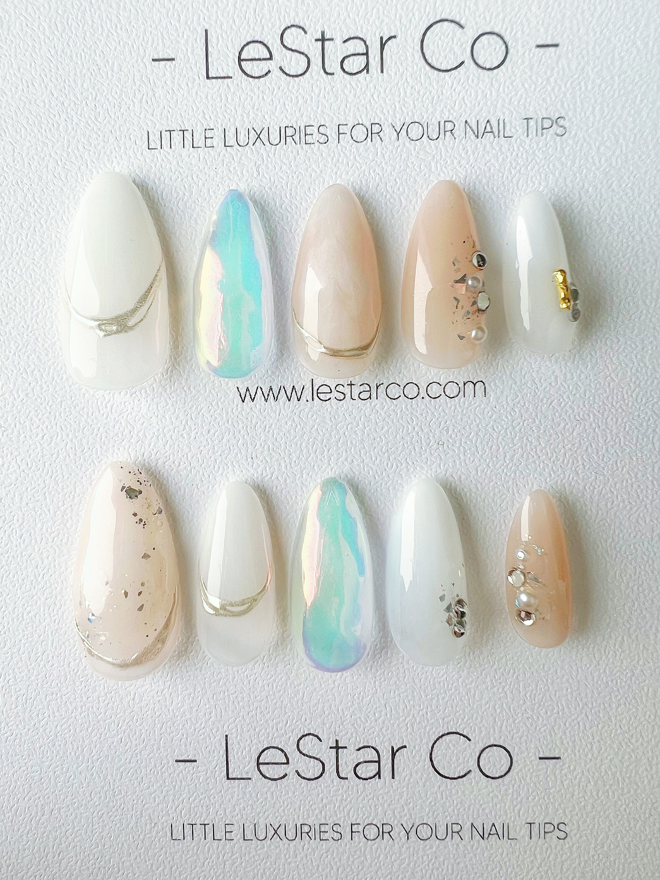 Handmade Misty Opal Press On Nails: Customizable Gel False Nails