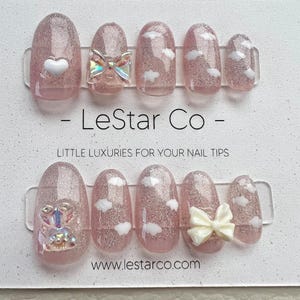 Timed Offer 4 For 3) Handmade Press On Cloud Bear Gel Acrylic Nails